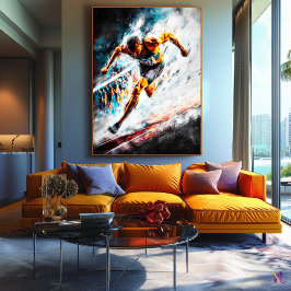 Sprint Kampioen - Dynamische Sport Art Track & Fie Canvas Afdruk