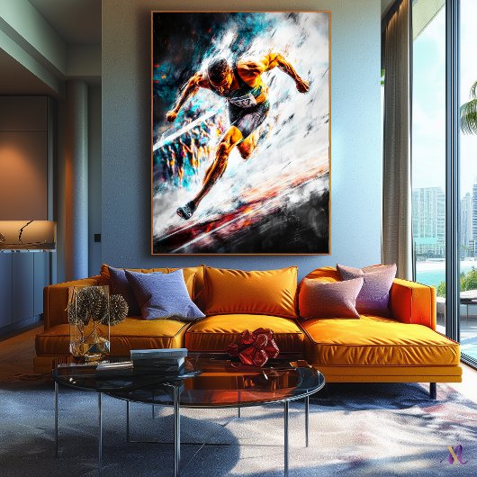 Sprint Kampioen - Dynamische Sport Art Track & Fie Canvas Afdruk