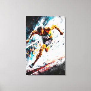 Sprint Kampioen - Dynamische Sport Kunst Atletiek Canvas Afdruk