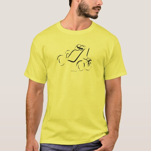 Sprintcar 01 Zwart op Geel Front T-shirt (Voorkant)