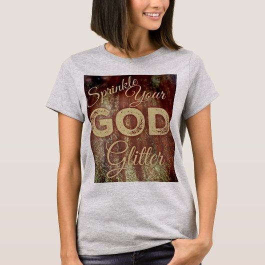 Sprinten je God glitter met achtergrondontwerp T-shirt (Voorkant)