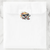 Sprintende Pap Vierkante Sticker (Tas)