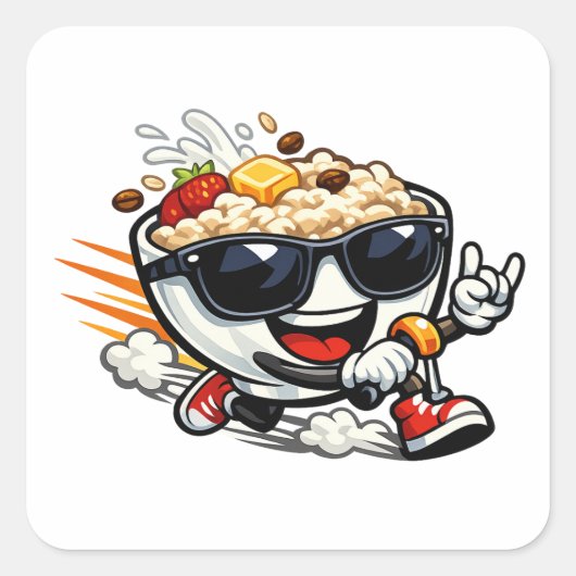 Sprintende Pap Vierkante Sticker (Voorkant)