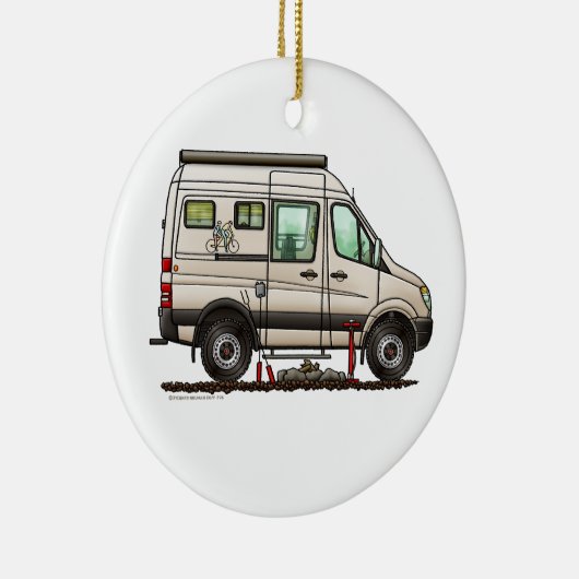 Sprinter Camper Van RV happy camper Keramisch Ornament (Rechts)