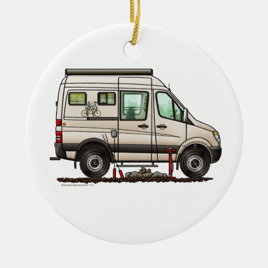 Sprinter Camper Van RV happy camper Keramisch Ornament (Voorkant)