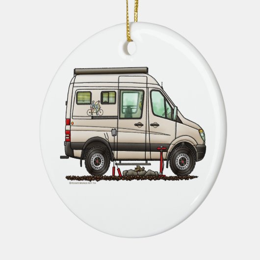 Sprinter Camper Van RV happy camper Keramisch Ornament (Links)