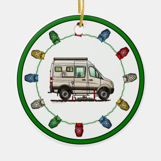 Sprinter Camper Van RV happy camper Keramisch Ornament (Voorkant)
