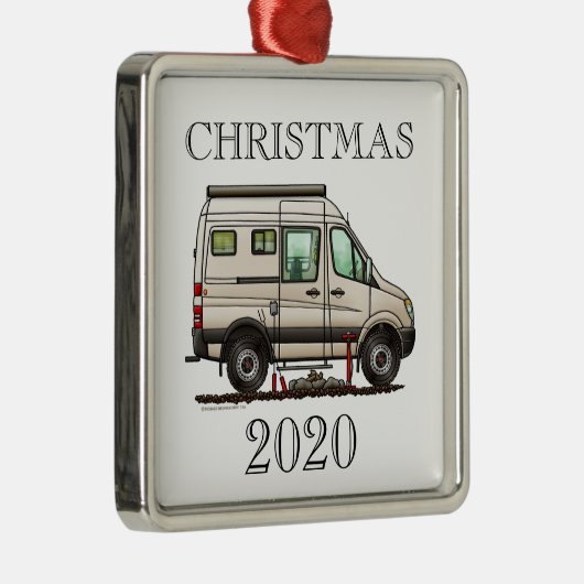 Sprinter Camper Van RV happy camper Metalen Ornament (Rechts)