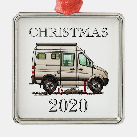 Sprinter Camper Van RV happy camper Metalen Ornament (Voorkant)