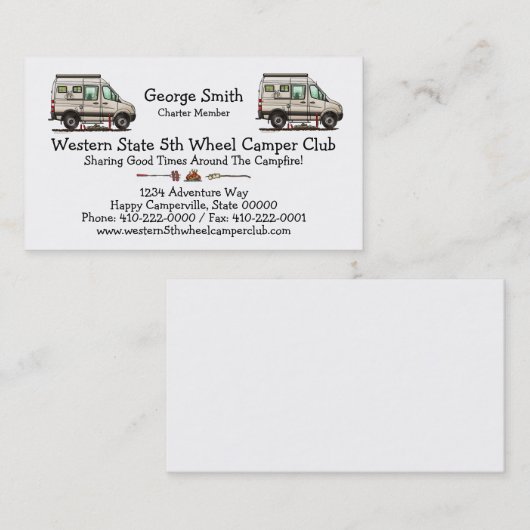 Sprinter Camper Van RV happy camper Visitekaartje (Voorkant / Achterkant)
