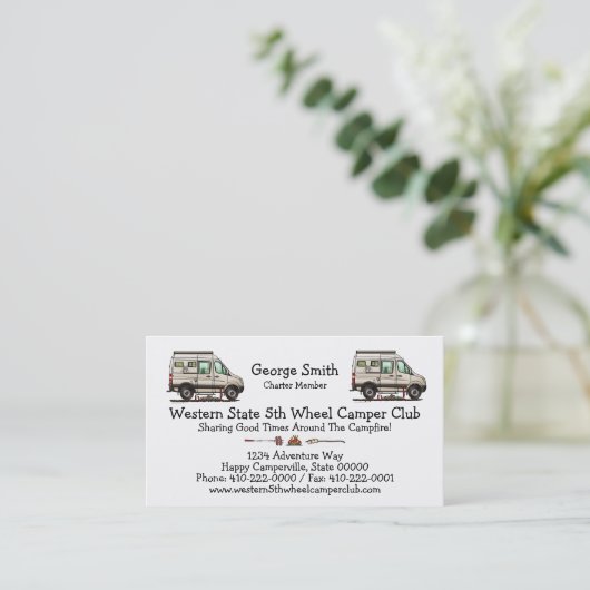 Sprinter Camper Van RV happy camper Visitekaartje (Staand voorkant)
