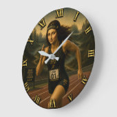 Sprinter Funny Mona Lisa Track & Field Athletes Grote Klok (Hoek)