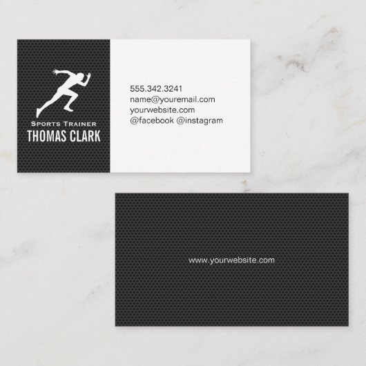 sprinter | Sporttrainer (koolstofpatroon) Visitekaartje (Voorkant / Achterkant)