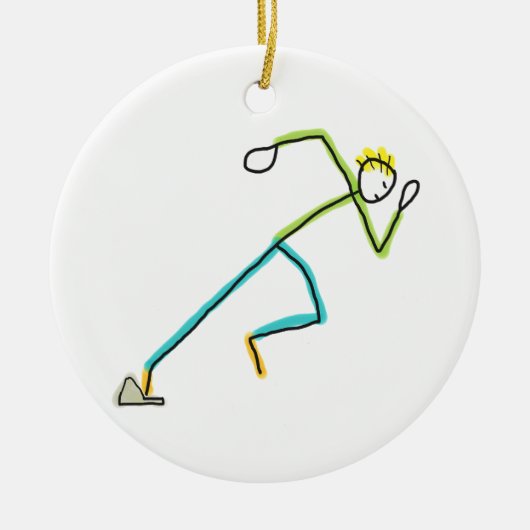 Sprinter Stickman Keramisch Ornament (Voorkant)