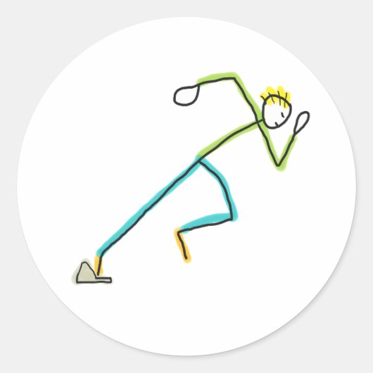 Sprinter Stickman Ronde Sticker (Voorkant)