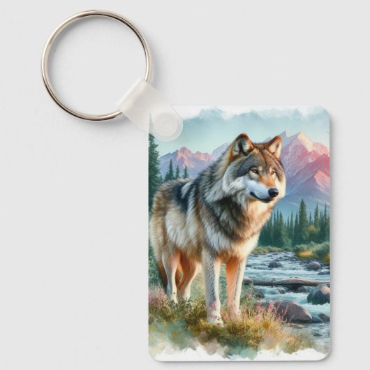 Sprit Animal Waterverf Wolf Quote Sleutelhanger (Voorkant)
