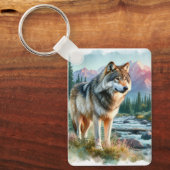 Sprit Animal Waterverf Wolf Quote Sleutelhanger (Voorkant)