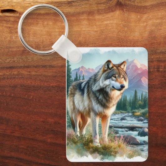 Sprit Animal Waterverf Wolf Quote Sleutelhanger (Voorkant)