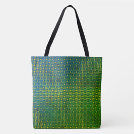Sprite groenblad neon bedraad blokjes patroon tote bag