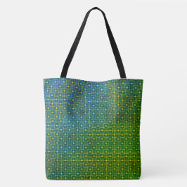 Sprite groenblad neon bedraad blokjes patroon tote bag