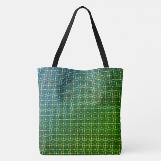 Sprite groenblad neon bedraad blokjes patroon tote bag (Achterkant)