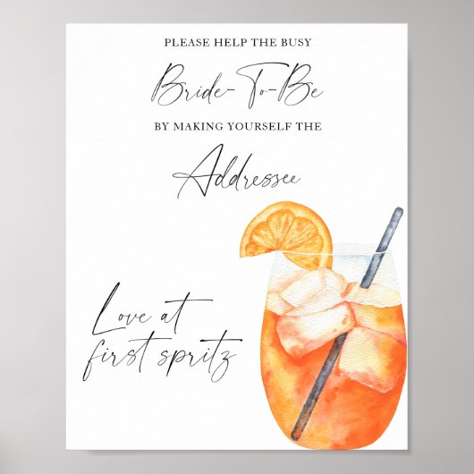 Spritz bruids - help de drukke bruid Adres Poster (Voorkant)