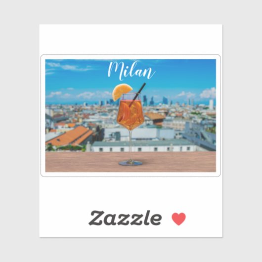 Spritz-cocktail op een tafel met uitzicht van Mila Sticker (Vel)