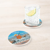 Spritz-cocktail op een tafel met uitzicht van Mila Zandsteen Onderzetter (Zijkant)