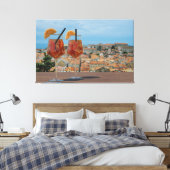 Spritz-cocktails tegen rode daken in Dubrovnik Canvas Afdruk (Insitu (Slaapkamer))