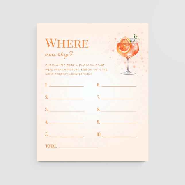 Spritz Drink waar waren ze Vrijgezellenfeest spel (Creator heeft geüpload)