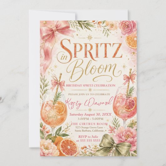 Spritz in Bloom Verjaardagsfeestje Kaart (Voorkant)