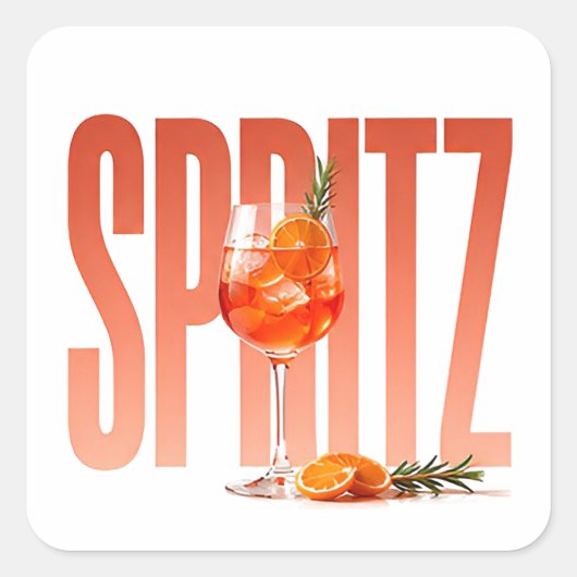 Spritz Luxe Cocktaileditoriaal Grafisch Vierkante Sticker (Voorkant)