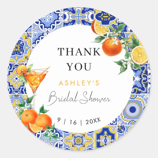 Spritz Mediterrane Architecten Bruiloftsborrel Ronde Sticker (Voorkant)