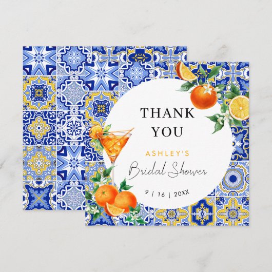 Spritz Mediterranean Arch Vrijgezellenfeest Bedankkaart (Voorkant / Achterkant)