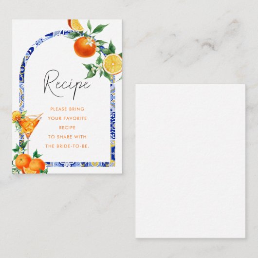 Spritz Mediterranean Arch Vrijgezellenfeest Recept Informatiekaartje (Voorkant / Achterkant)