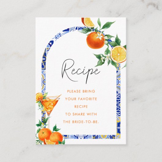 Spritz Mediterranean Arch Vrijgezellenfeest Recept Informatiekaartje (Voorkant)