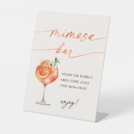 Spritz Mimosa Bar Modern Calligraphy Tafelkaart Reclamebord Met Voetstuk