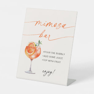 Spritz Mimosa Bar Modern Calligraphy Tafelkaart  Reclamebord Met Voetstuk