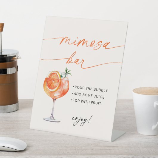 Spritz Mimosa Bar Modern Calligraphy Tafelkaart  Reclamebord Met Voetstuk (Insitu)