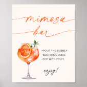 Spritz Mimosa Bar Moderne Kalligrafie Tafelbord Poster (Voorkant)