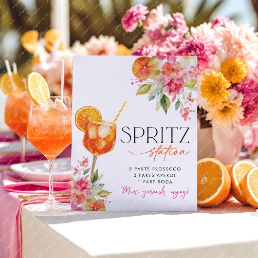 Spritz Station Pedestal Sign Citrus Vrijgezellenfe Reclamebord Met Voetstuk
