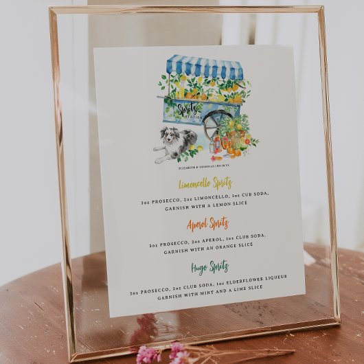 Spritz-station | Pet Portrait Drink Wedding Bar Poster