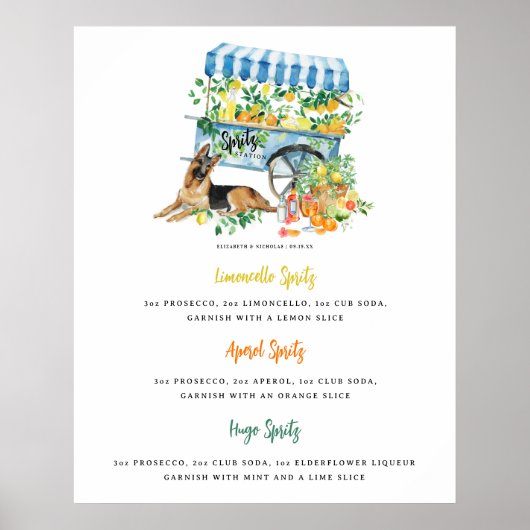 Spritz-station | Pet Portrait Drink Wedding Bar Poster (Voorkant)