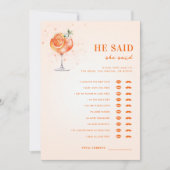 Spritz Theme Hij zei dat ze Vrijgezellenfeest spel Kaart (Voorkant)