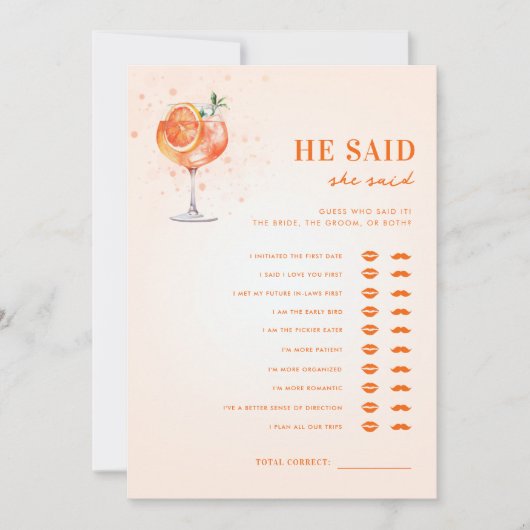 Spritz Theme Hij zei dat ze Vrijgezellenfeest spel Kaart (Voorkant)