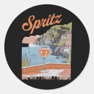 Spritz Veneto Italië Vintage Oranje Wijn Staart 3 Ronde Sticker