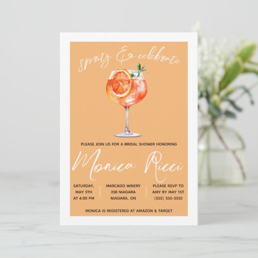 Spritz & Vier! Aperol Spritz-Vrijgezellenfeest Kaart (Staand voorkant)