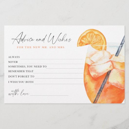 Spritz vrijgezellenfeest - advies en wensen briefpapier (Voorkant)