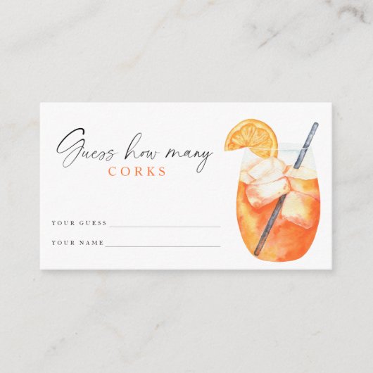 Spritz Vrijgezellenfeest Raad eens hoeveel kurken Informatiekaartje (Voorkant)