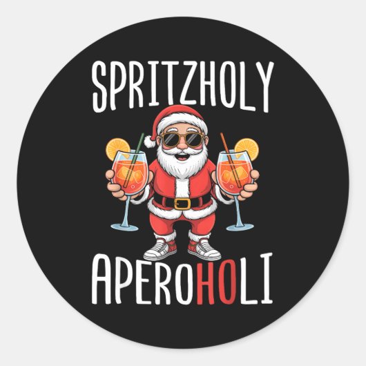 Spritzholy Aperoholi - Santa Aperitif Funny Spritz Ronde Sticker (Voorkant)